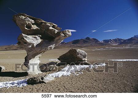 Stock Photo - Rock formations in desert, Puna Desert, Bolivia . Fotosearch