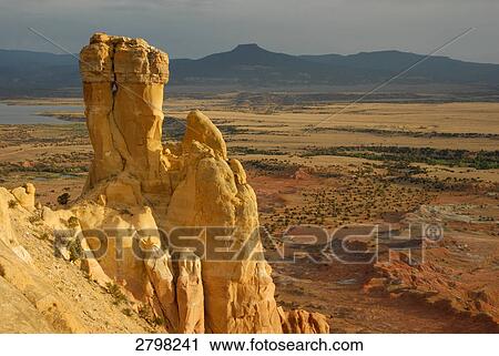 Stock Image - Rock formations on landscape, Ghost Ranch, New Mexico, USA . Fotosearch