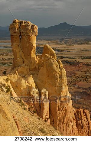 Stock Image - Rock formations on landscape, Ghost Ranch, New Mexico, USA . Fotosearch