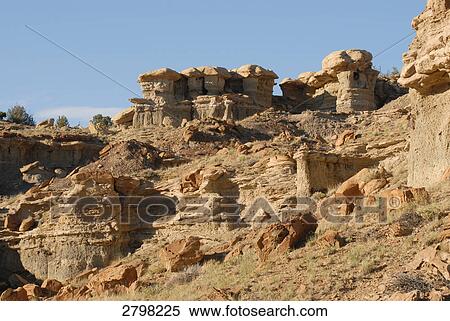 Rock formations on landscape, New Mexico, USA View Large Photo Image Stock Photography - Rock formations on landscape, New Mexico, USA . Fotosearch
