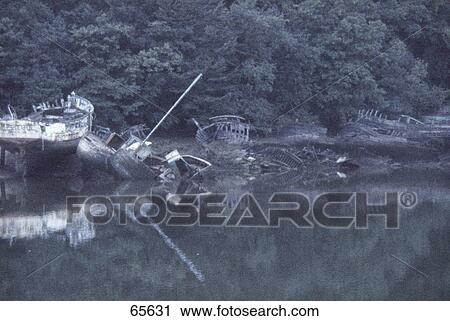 Rotten ship at riverside, Douarnenez, Finistere, Brittany, France View Large Photo Image Stock Image - Rotten ship at riverside, Douarnenez, Finistere, Brittany, France . Fotosearch