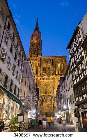 Rue Merciere and Strasbourg Cathedral, Strasbourg, France  View Large Photo Image Stock Photo - Rue Merciere and Strasbourg Cathedral, Strasbourg, France . Fotosearch