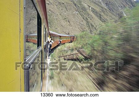 Scene viewed from window of moving train, Andes Mountains, Peru View Large Photo Image Stock Image - Scene viewed from window of moving train, Andes Mountains, Peru . Fotosearch
