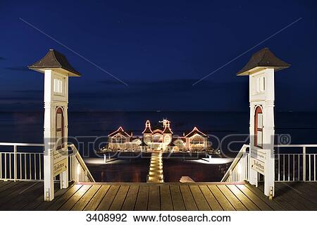 Sellin pier at night, Ruegen, Germany, elevated view View Large Photo Image Stock Image - Sellin pier at night, Ruegen, Germany, elevated view . Fotosearch