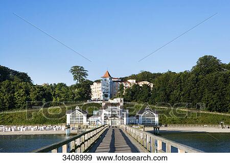 Stock Photo - Sellin pier, hotel in the background, Ruegen, Germany . Fotosearch