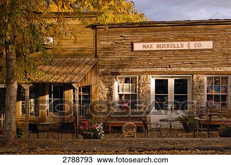 Stock Image - Shops in ghost town, Virginia City, Montana, USA . Fotosearch