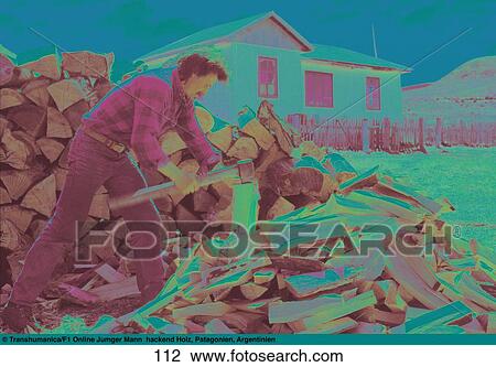 Side profile of man chopping wood, Patagonia, Argentina View Large Photo Image Stock Image - Side profile of man chopping wood, Patagonia, Argentina . Fotosearch