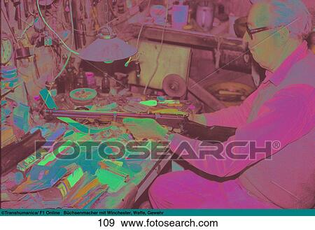 Side profile of rifle maker holding Winchester View Large Photo Image Stock Photo - Side profile of rifle maker holding Winchester . Fotosearch