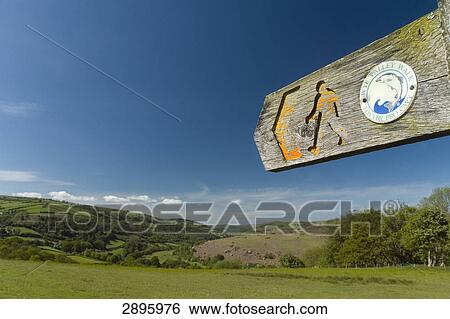 Stock Photograph - Signpost, Wye Valley, Great Britain, Wales, Powys . Fotosearch