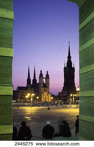 Silhouette of cathedral at dusk, Halle, Saxony-Anhalt, Germany View Large Photo Image Stock Photography - Silhouette of cathedral at dusk, Halle, Saxony-Anhalt, Germany . Fotosearch