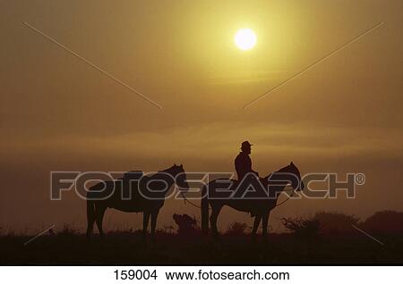 Silhouette of two cowboys at dusk, Mexico View Large Photo Image Picture - Silhouette of two cowboys at dusk, Mexico . Fotosearch