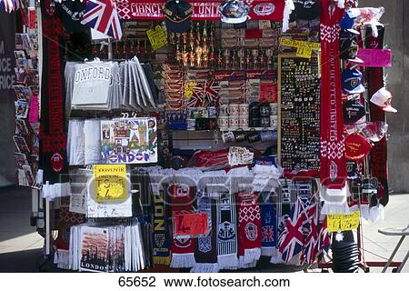 Stock Image - Souvenir shop in market, London, England . Fotosearch