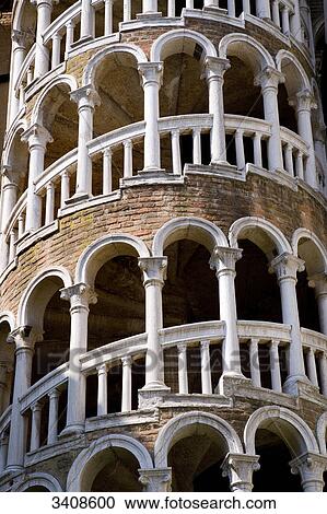 Spiral staircase of the Palazzo Contarini del Bovolo, Venice, Italy, low angle view View Large Photo Image Stock Image - Spiral staircase of the Palazzo Contarini del Bovolo, Venice, Italy, low angle view . Fotosearch