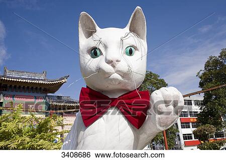 Statue of a cat, Kuching, Malaysia, low angle view View Large Photo Image Stock Photograph - Statue of a cat, Kuching, Malaysia, low angle view . Fotosearch