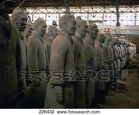 Terracotta soldiers standing in row, Tomb of Qin Shinhuang, Xian, Shaanxi, China View Large Photo Image Stock Image - Terracotta soldiers standing in row, Tomb of Qin Shinhuang, Xian, Shaanxi, China . Fotosearch
