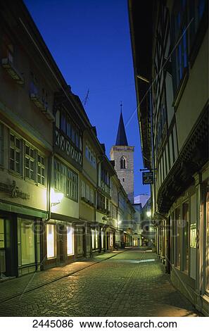 Timber-framed house lit up at dusk, Kraemerbruecke, Erfurt, Thuringia, Germany View Large Photo Image Stock Photograph - Timber-framed house lit up at dusk, Kraemerbruecke, Erfurt, Thuringia, Germany . Fotosearch