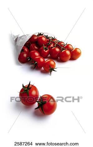 Picture - Tomatoes in a bag, elevated view . Fotosearch