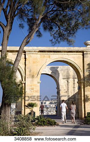 Stock Photo - Tourists at Upper Barrakka Gardens, Valletta, Malta . Fotosearch