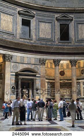 Picture - Tourists in religious place, Pantheon, Rome, Lazio, Italy . Fotosearch