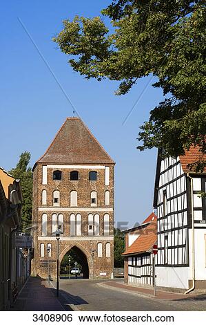Town gate (Anklamer Tor), Usedom, Germany View Large Photo Image Stock Photograph - Town gate (Anklamer Tor), Usedom, Germany . Fotosearch