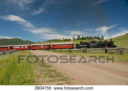 Stock Photography - Train on railroad track, Colorado, USA . Fotosearch