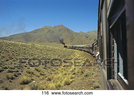 Train Passing through landscape, Patagonia, Argentina View Large Photo Image Stock Photograph - Train Passing through landscape, Patagonia, Argentina . Fotosearch