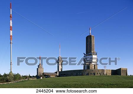 Picture - Transmission towers at station on landscape . Fotosearch