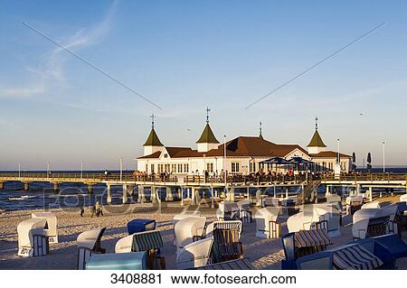 View of Ahlbeck pier, Hooded Beach Chairs in the foreground, Usedom, Germany, elevated view View Large Photo Image Stock Image - View of Ahlbeck pier, Hooded Beach Chairs in the foreground, Usedom, Germany, elevated view . Fotosearch