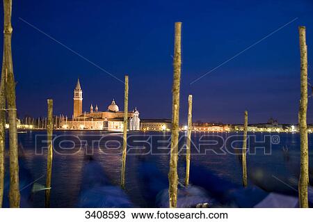 View of San Giorgio Maggiore, moored gondolas in the foreground, Venice, Italy View Large Photo Image Stock Image - View of San Giorgio Maggiore, moored gondolas in the foreground, Venice, Italy . Fotosearch