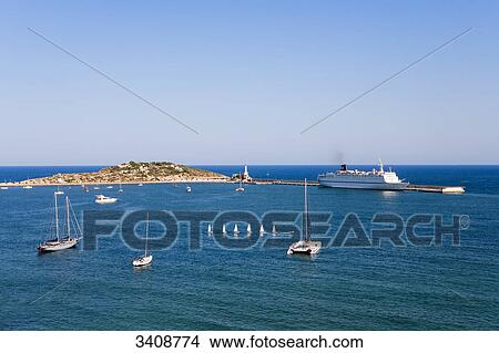 View of the harbour and the district Botafoch, Ibiza City, Spain, elevated view View Large Photo Image Picture - View of the harbour and the district Botafoch, Ibiza City, Spain, elevated view . Fotosearch