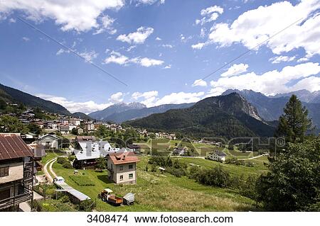 View of Valle di Cadore, Venetia, Italy, elevated view View Large Photo Image Picture - View of Valle di Cadore, Venetia, Italy, elevated view . Fotosearch