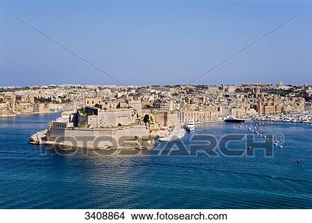View of Vittoriosa, Malta, elevated view View Large Photo Image Picture - View of Vittoriosa, Malta, elevated view . Fotosearch