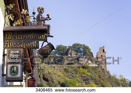 Wine shop and ruins of Are Castle in the background, Altenahr, Rhineland-Palatinate, Germany, low angle view View Large Photo Image Stock Photography - Wine shop and ruins of Are Castle in the background, Altenahr, Rhineland-Palatinate, Germany, low angle view . Fotosearch