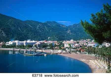 Aerial view of beach, Icmeler Beach, Turkey View Large Photo Image Stock Photo - Aerial view of beach, Icmeler Beach, Turkey . Fotosearch