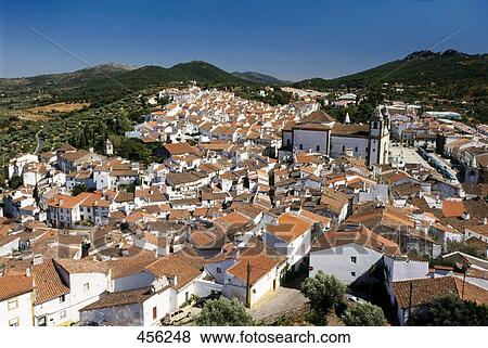 Aerial view of town, Alentejo, Portugal View Large Photo Image Stock Photo - Aerial view of town, Alentejo, Portugal . Fotosearch