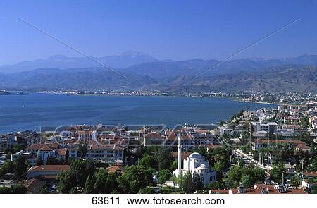 Aerial view of town at coast View Large Photo Image Stock Image - Aerial view of town at coast . Fotosearch