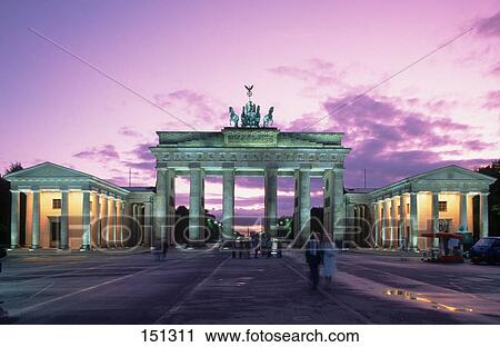 Archway lit up at dusk, Brandenburg Gate, Pariser Platz, Berlin, Germany View Large Photo Image Stock Image - Archway lit up at dusk, Brandenburg Gate, Pariser Platz, Berlin, Germany . Fotosearch