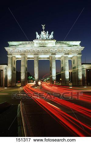 Archway lit up at night, Brandenburg Gate, Pariser Platz, Berlin, Germany View Large Photo Image Stock Photo - Archway lit up at night, Brandenburg Gate, Pariser Platz, Berlin, Germany . Fotosearch