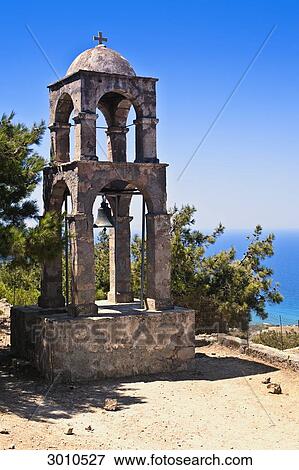 Stock Photo - Bell tower of the Agios Ioannis Prodromos Monastery, Cos, Greece . Fotosearch