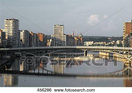 Bridge across river, Belgium View Large Photo Image Stock Photograph - Bridge across river, Belgium . Fotosearch