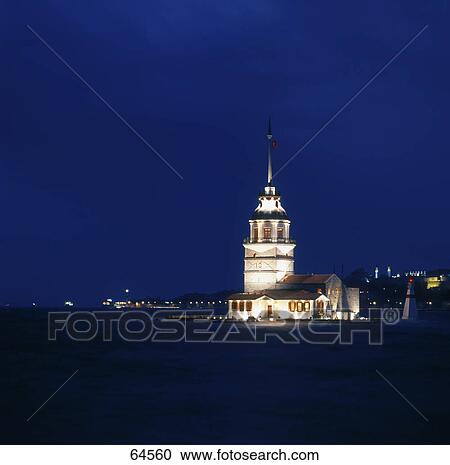 Building at waterfront lit up at night, Istanbul, Turkey View Large Photo Image Stock Image - Building at waterfront lit up at night, Istanbul, Turkey . Fotosearch
