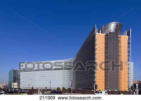 Building in city, Palais Berlaymont, Brussels, Belgium View Large Photo Image Stock Photo - Building in city, Palais Berlaymont, Brussels, Belgium . Fotosearch