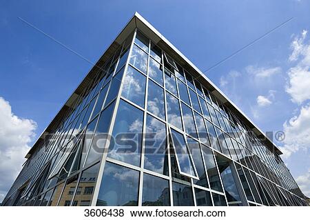 Stock Photo - Building with glass front above the Viehmarktthermen, Trier, Germany . Fotosearch