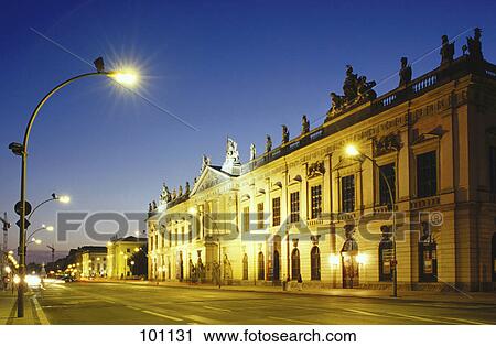 Buildings along road lit up at dusk, Deutsches Historisches Museum, Berlin, Germany View Large Photo Image Stock Image - Buildings along road lit up at dusk, Deutsches Historisches Museum, Berlin, Germany . Fotosearch