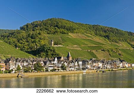 Buildings at lakeside, Moselle River, Zell, Rhineland-Palatinate, Germany View Large Photo Image Stock Image - Buildings at lakeside, Moselle River, Zell, Rhineland-Palatinate, Germany . Fotosearch