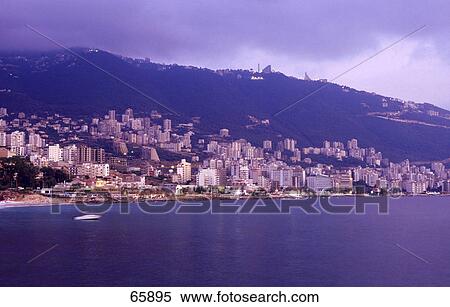 Buildings at waterfront, Jounieh, Lebanon View Large Photo Image Stock Photography - Buildings at waterfront, Jounieh, Lebanon . Fotosearch