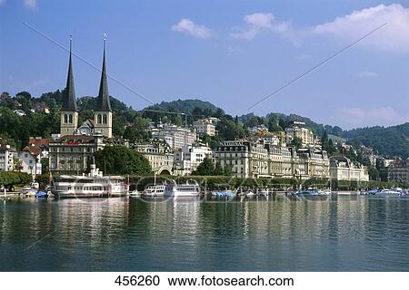 Stock Image - Buildings at waterfront . Fotosearch