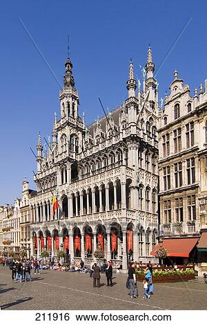 Buildings in city, Maison du Roi, Grote Markt, Brussels, Belgium View Large Photo Image Stock Photograph - Buildings in city, Maison du Roi, Grote Markt, Brussels, Belgium . Fotosearch