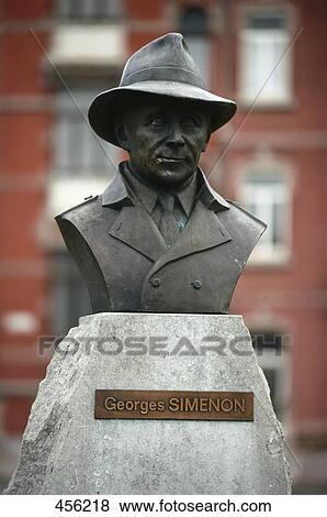 Bust of Georges Simenon, Liege, Belgium View Large Photo Image Stock Photo - Bust of Georges Simenon, Liege, Belgium . Fotosearch