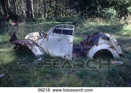 Car wreck in forest View Large Photo Image Stock Photo - Car wreck in forest . Fotosearch